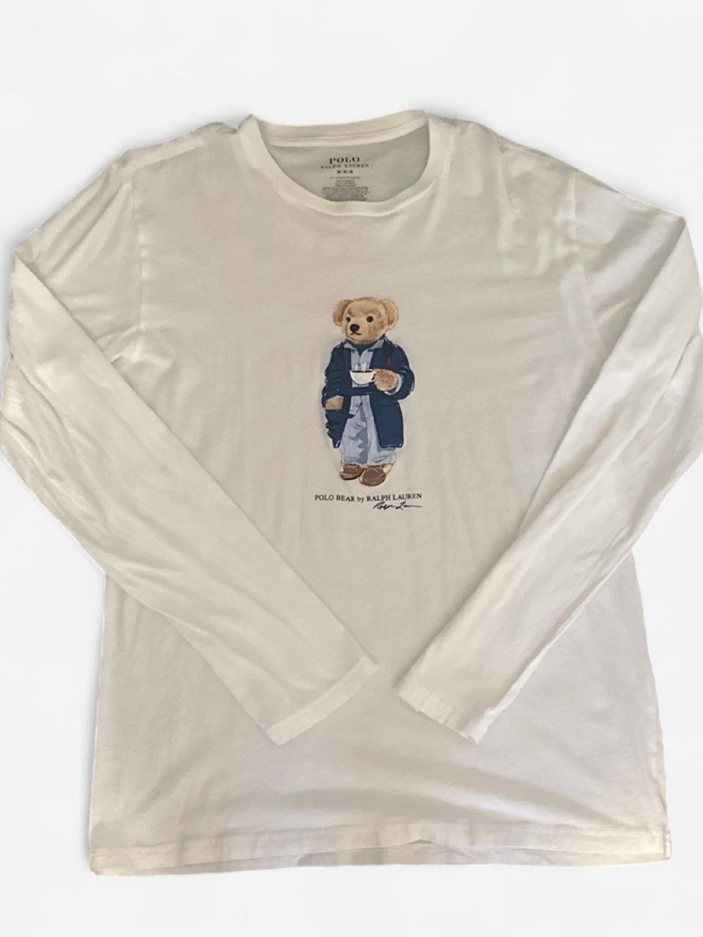 Ralph Lauren Polo Bear Long-Sleeve Pajama Tee - White